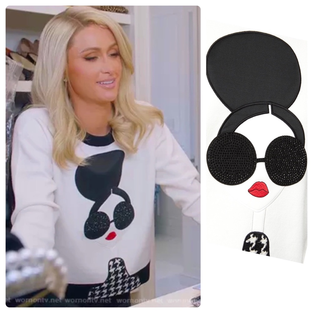 🛍 SOLD- ALICE + OLIVIA Gleeson Stace Face Pullover Sweater - Picture 3 of 15